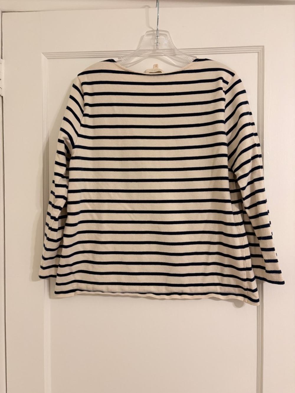 Sezane Cream and Navy Striped Long Sleeve Tee Shirt Top Medium Large - Picture 7 of 7